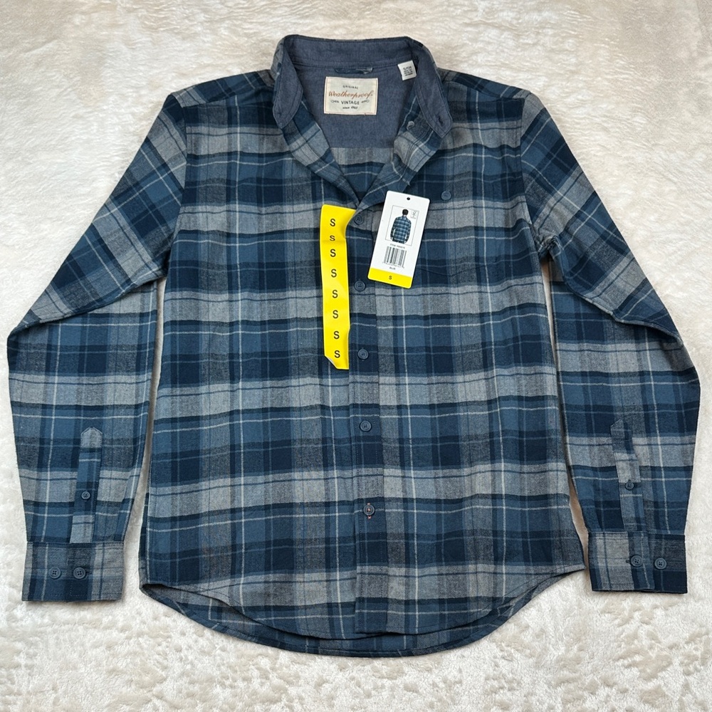 Weatherproof Navy and Light Gray Plaid Shirt
